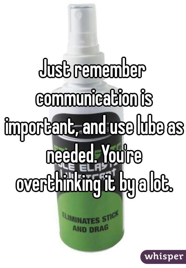 Just remember communication is important, and use lube as needed. You're overthinking it by a lot.