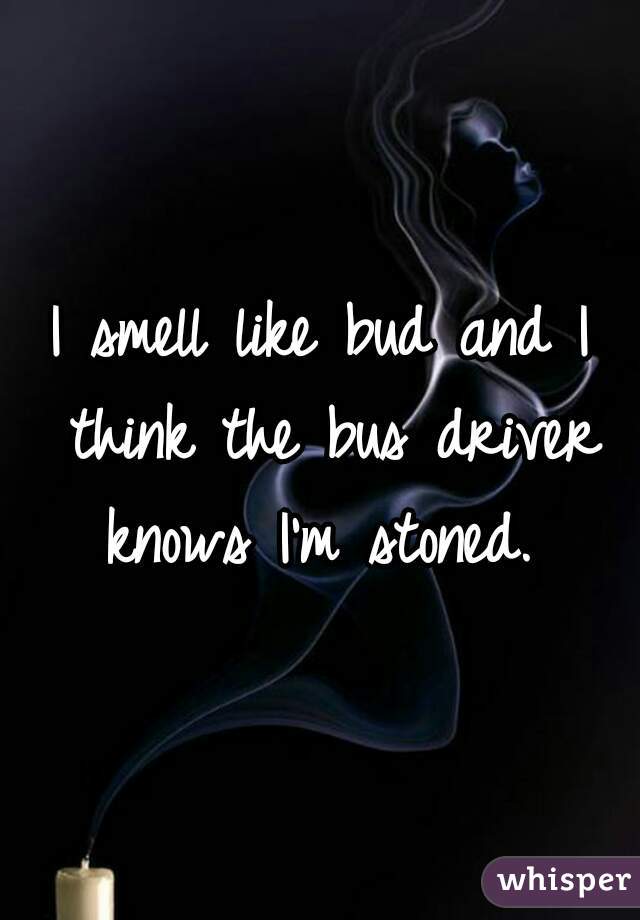 I smell like bud and I think the bus driver knows I'm stoned. 
