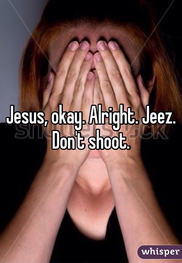 Jesus, okay. Alright. Jeez. Don't shoot. 