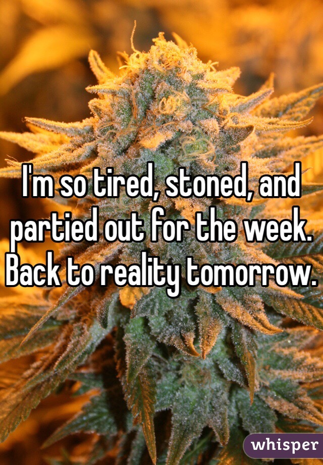 I'm so tired, stoned, and partied out for the week. Back to reality tomorrow. 