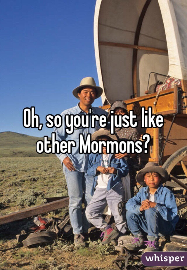 Oh, so you're just like other Mormons?