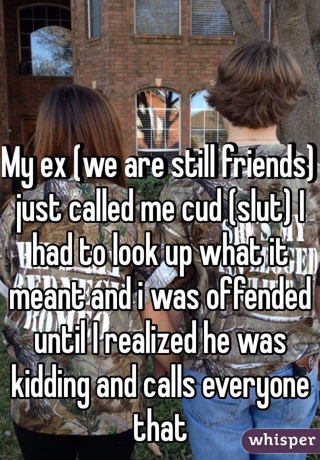 My ex (we are still friends) just called me cud (slut) I had to look up what it meant and i was offended until I realized he was kidding and calls everyone that 