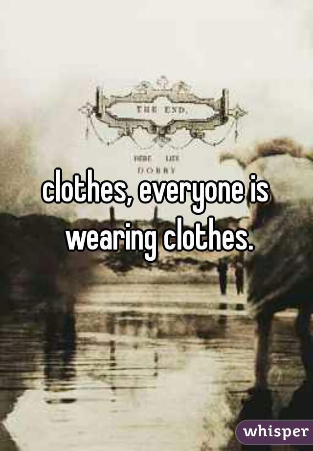 clothes, everyone is wearing clothes.