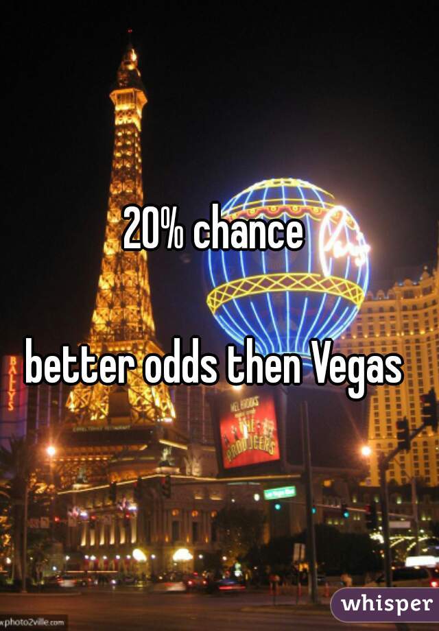 20% chance 

better odds then Vegas 
