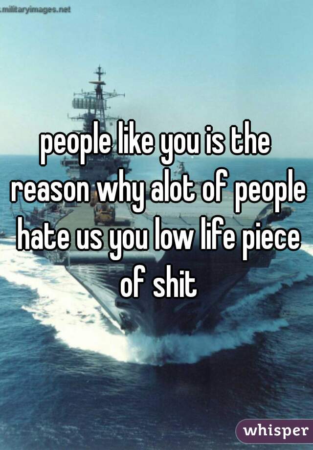 people like you is the reason why alot of people hate us you low life piece of shit