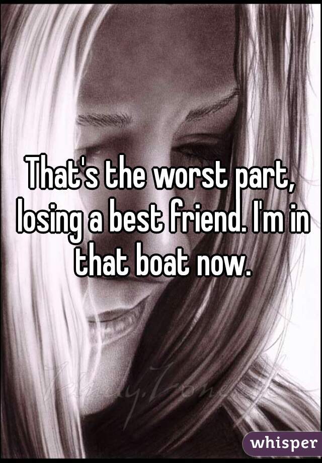 That's the worst part, losing a best friend. I'm in that boat now.