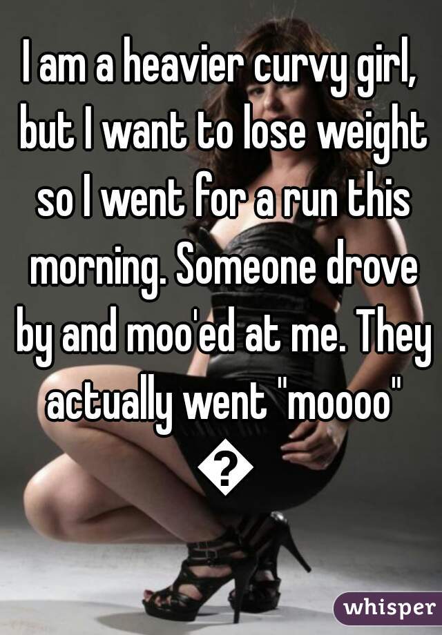 I am a heavier curvy girl, but I want to lose weight so I went for a run this morning. Someone drove by and moo'ed at me. They actually went "moooo" 