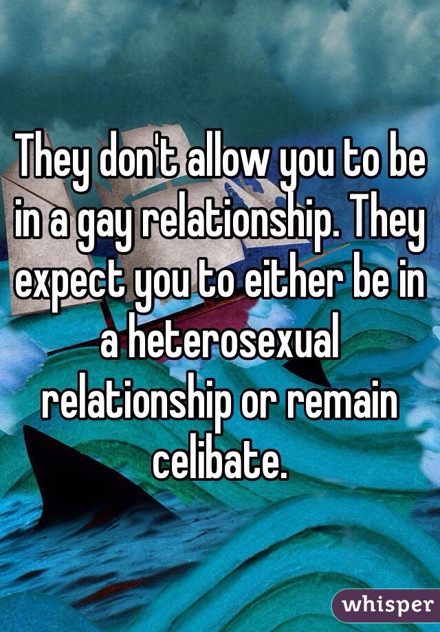 They don't allow you to be in a gay relationship. They expect you to either be in a heterosexual relationship or remain celibate.