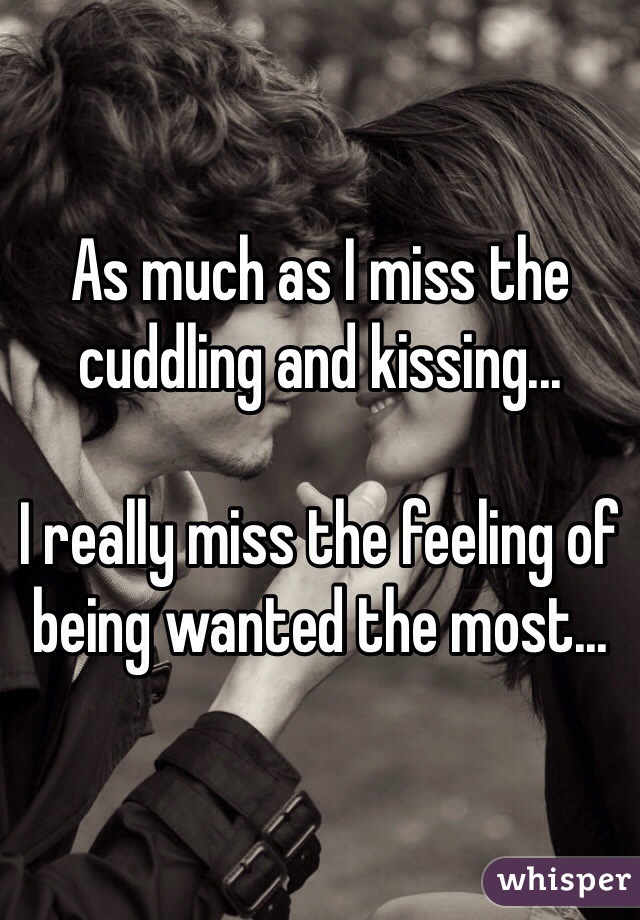 As much as I miss the cuddling and kissing...

I really miss the feeling of being wanted the most...
