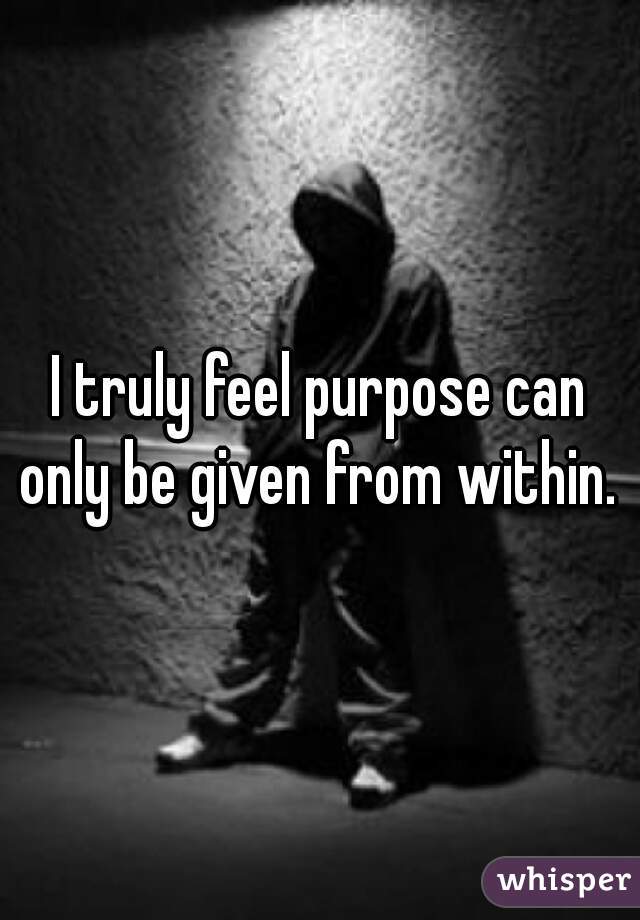 I truly feel purpose can only be given from within. 