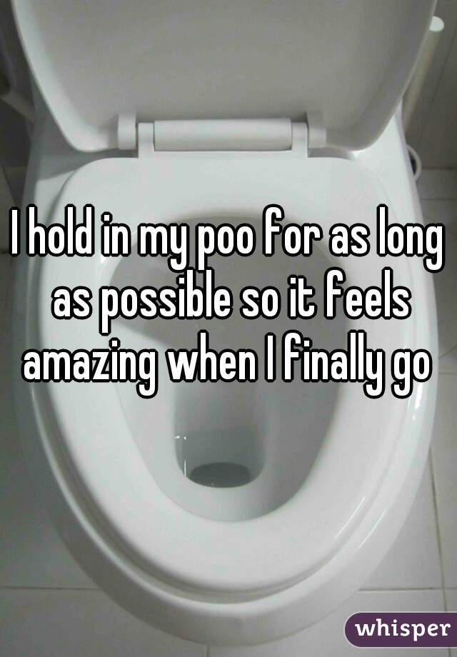 I hold in my poo for as long as possible so it feels amazing when I finally go 