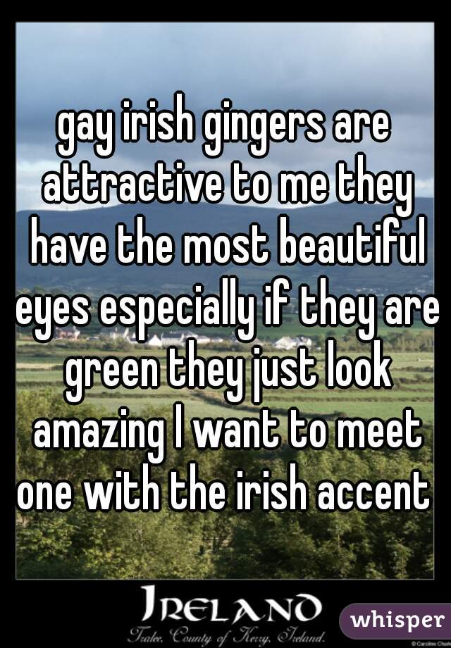 gay irish gingers are attractive to me they have the most beautiful eyes especially if they are green they just look amazing I want to meet one with the irish accent 