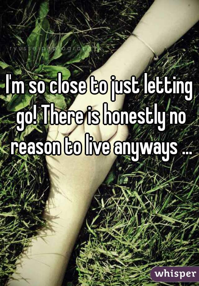 I'm so close to just letting go! There is honestly no reason to live anyways ...