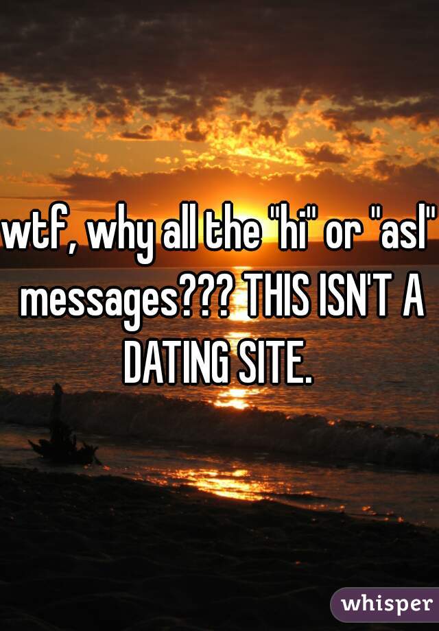 wtf, why all the "hi" or "asl" messages??? THIS ISN'T A DATING SITE. 