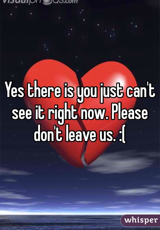 Yes there is you just can't see it right now. Please don't leave us. :( 