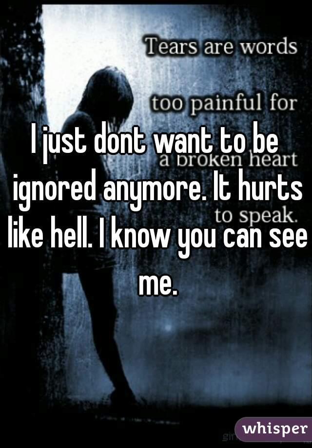 I just dont want to be ignored anymore. It hurts like hell. I know you can see me.