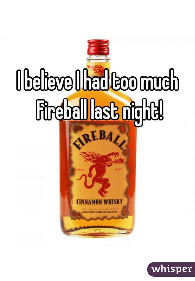 I believe I had too much Fireball last night!