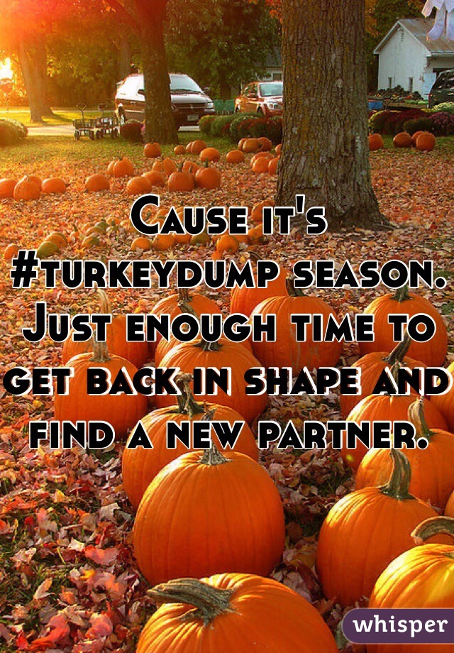 Cause it's #turkeydump season. Just enough time to get back in shape and find a new partner.