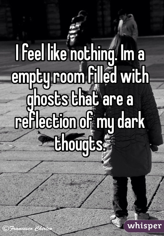 I feel like nothing. Im a empty room filled with ghosts that are a reflection of my dark thougts.