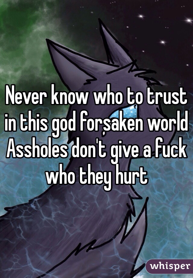 Never know who to trust in this god forsaken world
Assholes don't give a fuck who they hurt