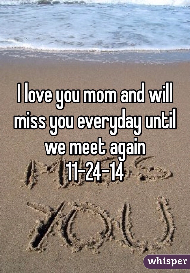 I love you mom and will miss you everyday until we meet again
11-24-14