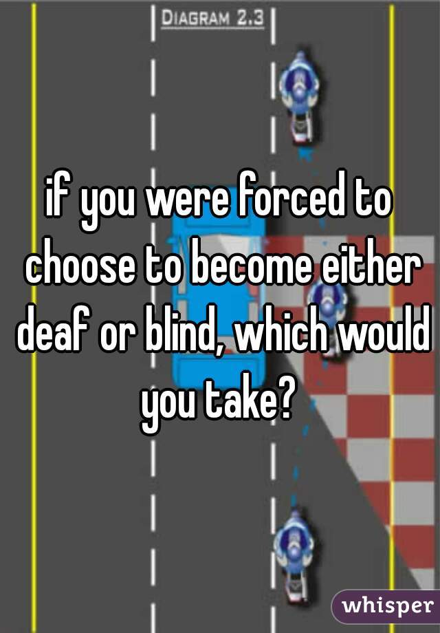 if you were forced to choose to become either deaf or blind, which would you take? 