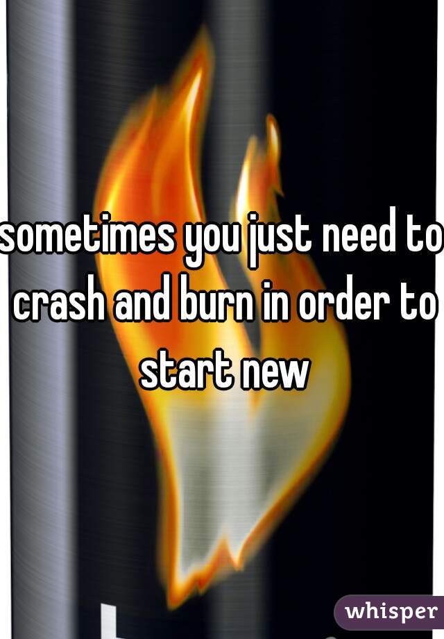 sometimes you just need to crash and burn in order to start new