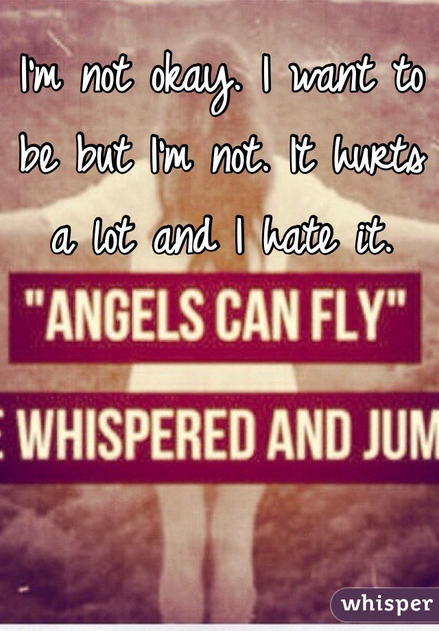 I'm not okay. I want to be but I'm not. It hurts a lot and I hate it. 