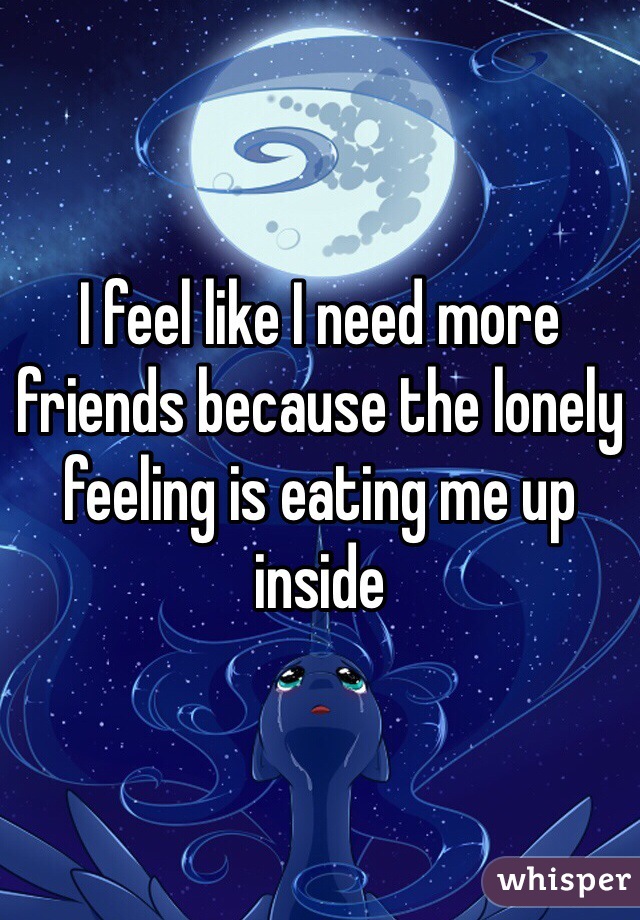 I feel like I need more friends because the lonely feeling is eating me up inside