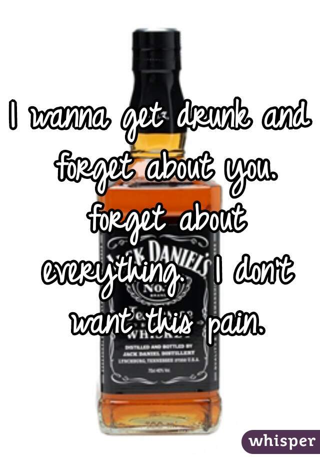 I wanna get drunk and forget about you. forget about everything.  I don't want this pain.