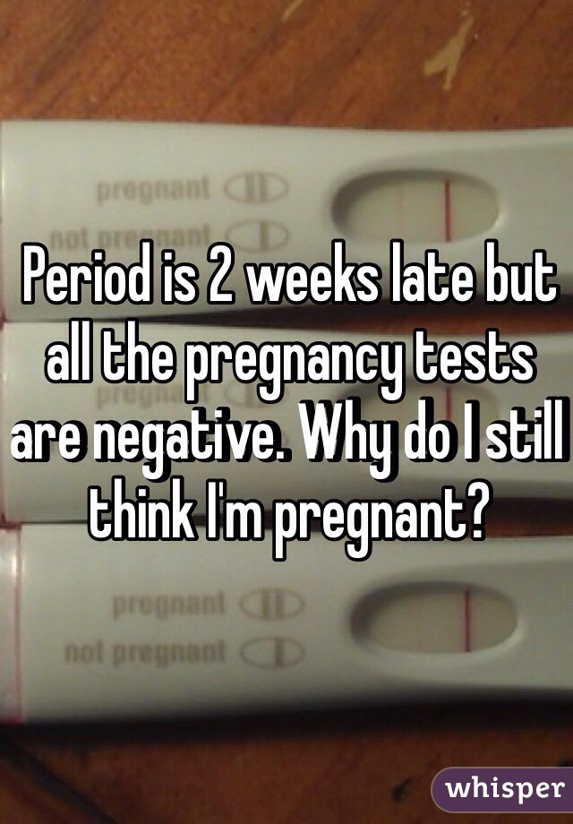 Period is 2 weeks late but all the pregnancy tests are negative. Why do I still think I'm pregnant? 