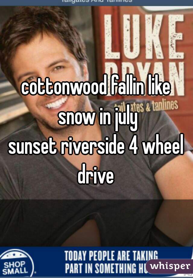 cottonwood fallin like snow in july
sunset riverside 4 wheel drive 