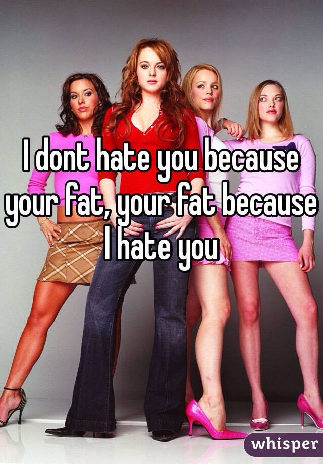 I dont hate you because your fat, your fat because l hate you