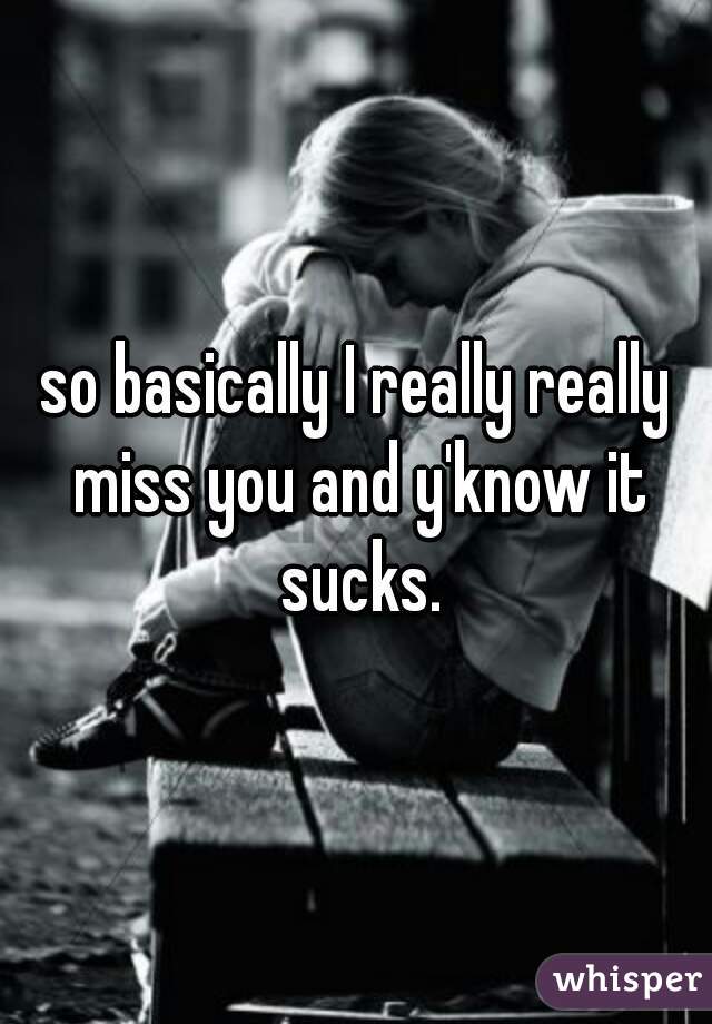 so basically I really really miss you and y'know it sucks.