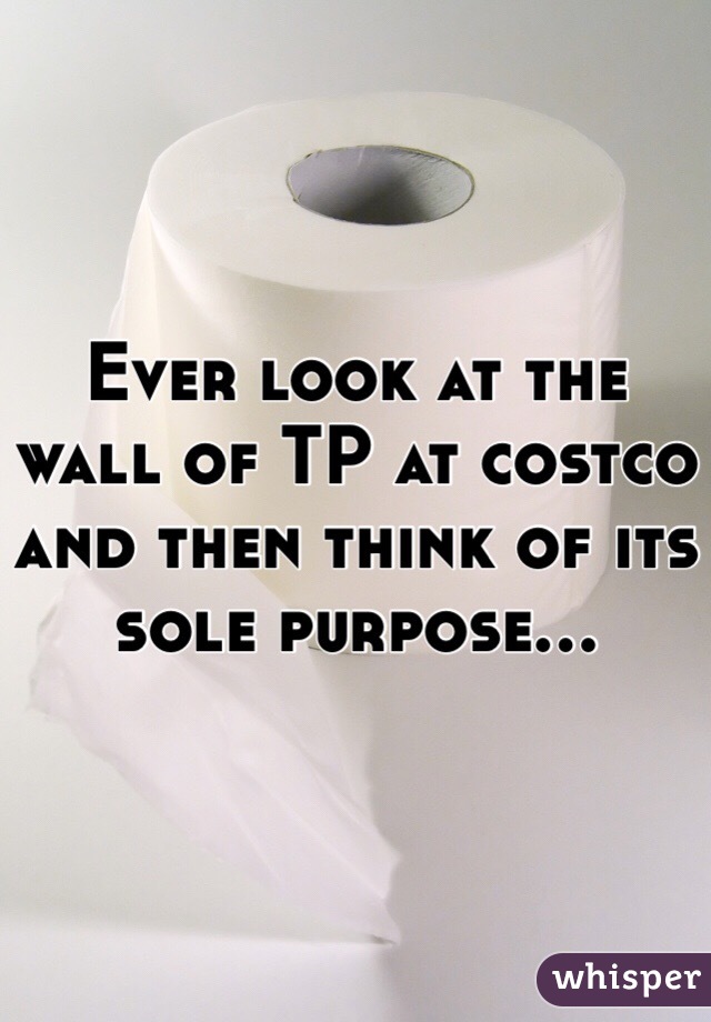 Ever look at the wall of TP at costco and then think of its sole purpose...