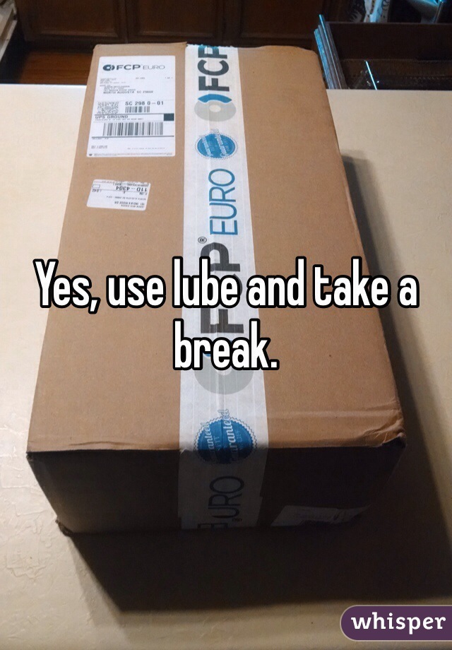 Yes, use lube and take a break. 