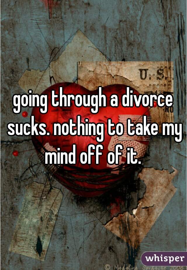 going through a divorce sucks. nothing to take my mind off of it. 