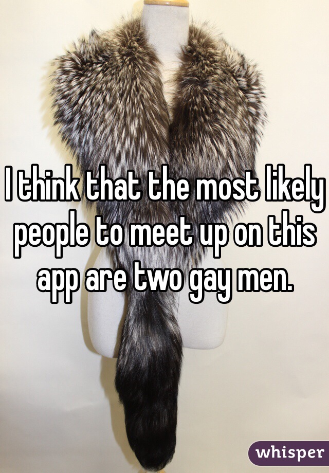 I think that the most likely people to meet up on this app are two gay men.