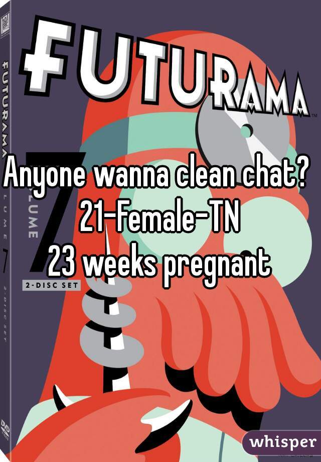 Anyone wanna clean chat? 
21-Female-TN
23 weeks pregnant
