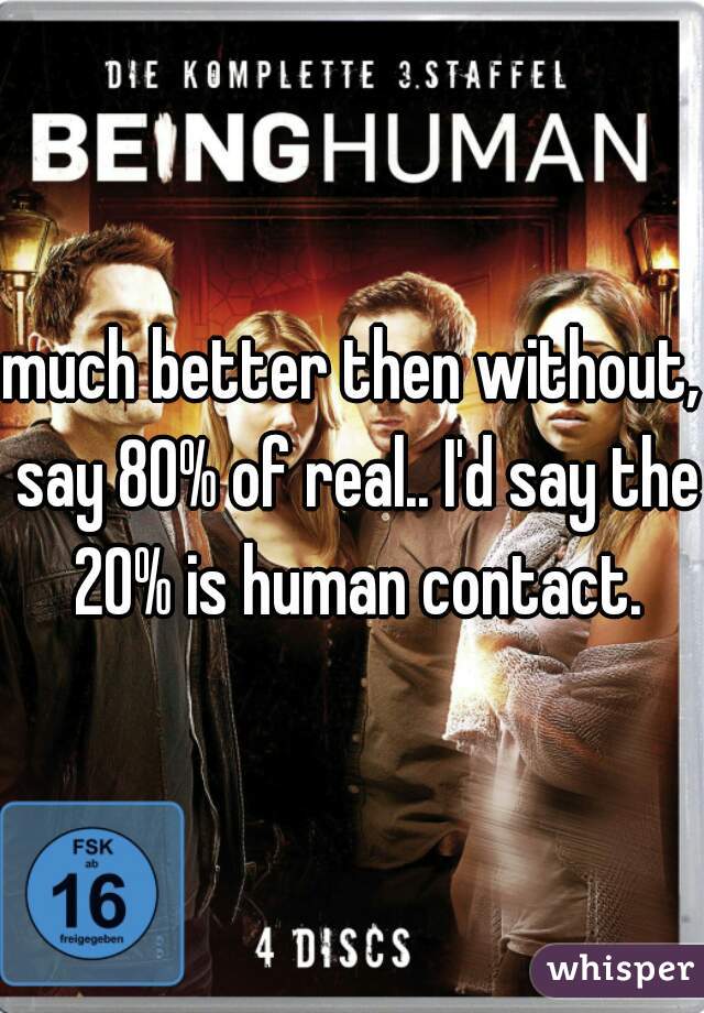 much better then without, say 80% of real.. I'd say the 20% is human contact.