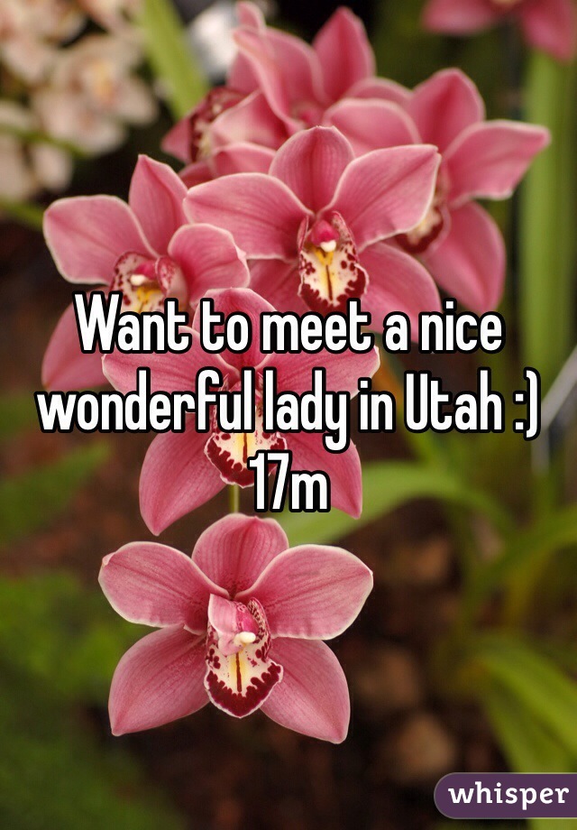 Want to meet a nice wonderful lady in Utah :) 17m