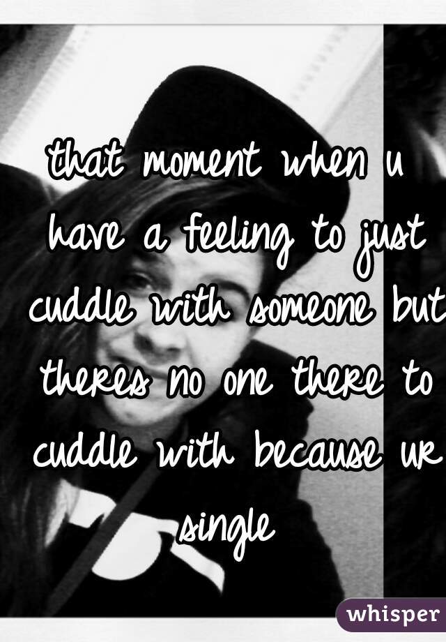 that moment when u have a feeling to just cuddle with someone but theres no one there to cuddle with because ur single 