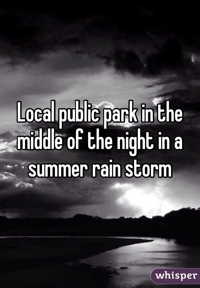 Local public park in the middle of the night in a summer rain storm