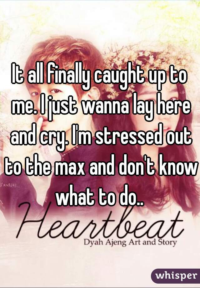 It all finally caught up to me. I just wanna lay here and cry. I'm stressed out to the max and don't know what to do.. 