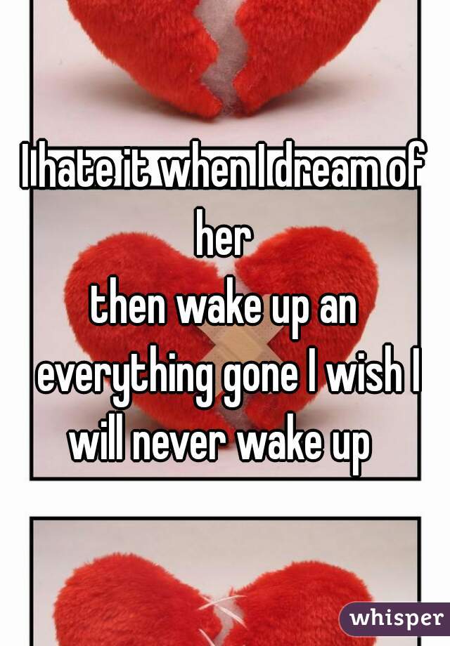 I hate it when I dream of her 
then wake up an everything gone I wish I will never wake up  