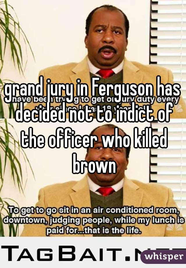 grand jury in Ferguson has decided not to indict of the officer who killed brown