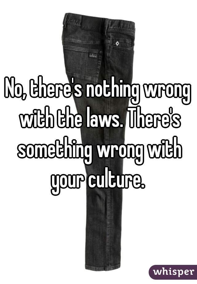 No, there's nothing wrong with the laws. There's something wrong with your culture. 