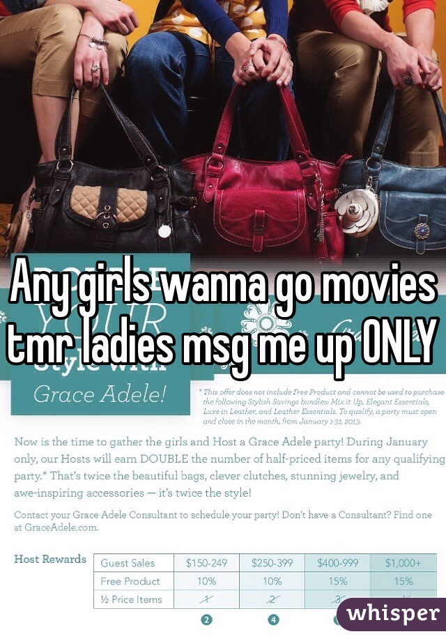 Any girls wanna go movies tmr ladies msg me up ONLY
