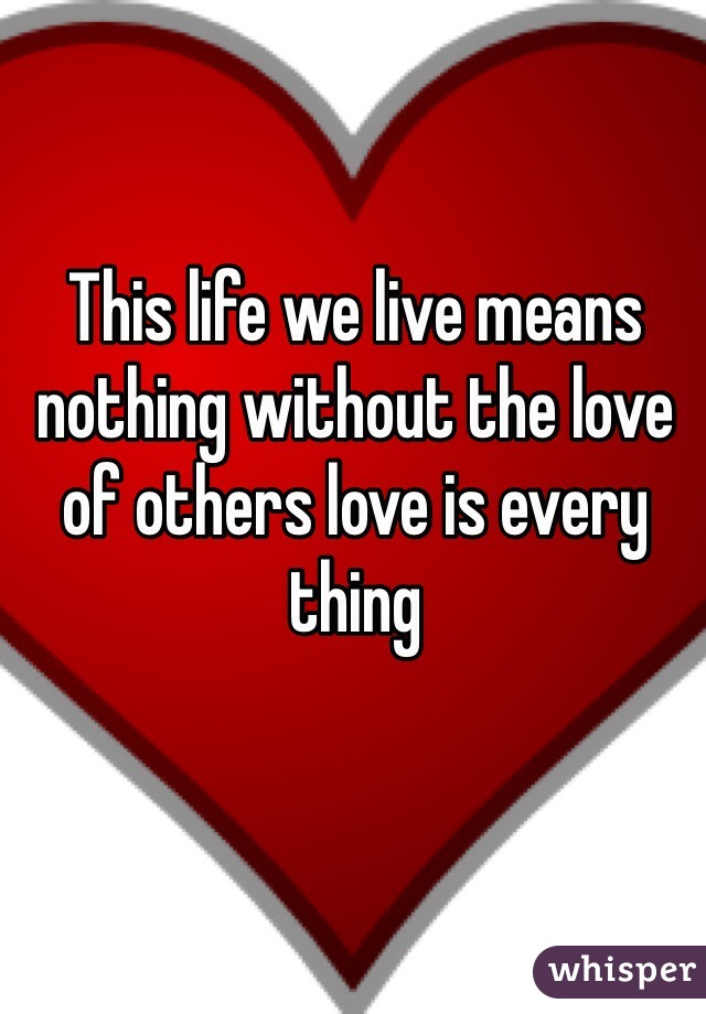 This life we live means nothing without the love of others love is every thing 