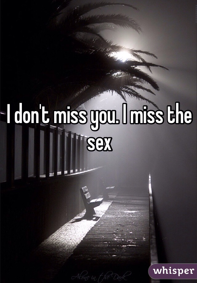 I don't miss you. I miss the sex